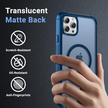 jaroco Magnetic for iPhone 11 Pro Max Case Heavy Duty Protection Deep Blue | Compatible with MagSafe,Military Grade Drop Protection,Translucent Matte,Non-Slip,Shockproof 2-Layer Durable Bumper Case - color: Deep Blue, size: iPhone 11 Pro Max