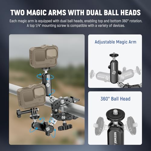 NEEWER Heavy Duty Super Clamp with Two 360° Dual Ball Head Magic Arms - style: ST89