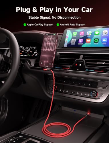 JSAUX USB C Cable for iPhone 18 Pro Max, Samsung, Car Carplay, 2-Pack 6.6ft - color: Red, size: 6.6ft+6.6ft