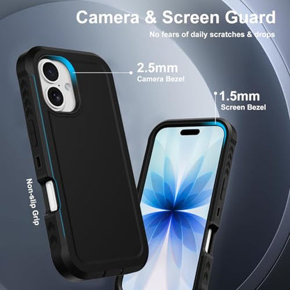 for iPhone 17 Case [Compatible with MagSafe] Heavy Duty Military-Grade Shockproof,Anti-Slip 3-Layer Rugged Drop Protection with Screen Protector,Anti-Scratch Magnetic Phone Cover for Apple 17 (Black) - color: Black-m