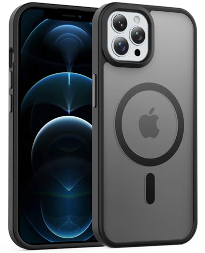 for iPhone 12 Pro Max Case, Compatible with Magsafe, Anti-Yellowing, Military-Grade Protection, Shockproof Slim Magnetic Phone Case Cover, Black - color: B-Black, size: iPhone 12 Pro Max