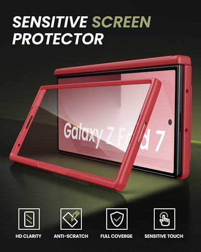 for Samsung Galaxy Z Fold 7 Case with Card Holder, Red - color: Red