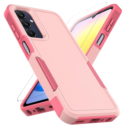for Samsung Galaxy A25 5G Case: Dual Layer Protective Heavy Duty Cell Phone Cover Shockproof Rugged with HD Screen Protector - Military Protection Bumper Tough - Samsung Galaxy A25 5G 2024, Pink - color: Pink (PC) + Pink (TPU)