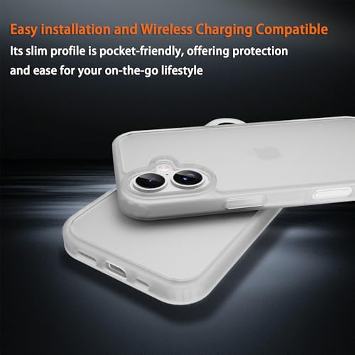 for iPhone 17 Case Translucent Matte Phone Cover, [10 FT Military Grade Drop Protection] Slim Durable Shockproof Protective Bumper (Frosted White, 17) - color: Frosted White, size: iPhone 17