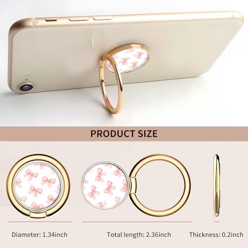 Cell Phone Ring Holder, Cute Metal Phone Grip Stand Finger Ring Kickstand, Flexible 360°Rotation Phone Tablet Case Accessories Compatible with Most Phones Cute Pink Bowtie - color: Cute Pink Bowtie