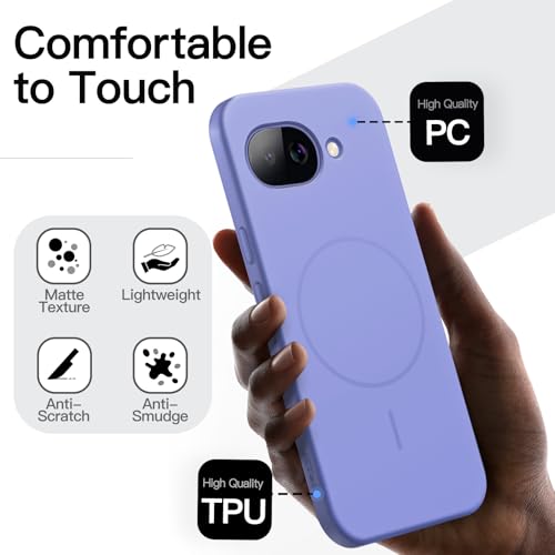 JETech Magnetic Slim Case for Google Pixel 10a, Lavender | Compatible with MagSafe, Anti-Slip Grip, Full Camera Lens Protection, Ultra-Thin Lightweight, Matte Finish Phone Cover - color: Lavender