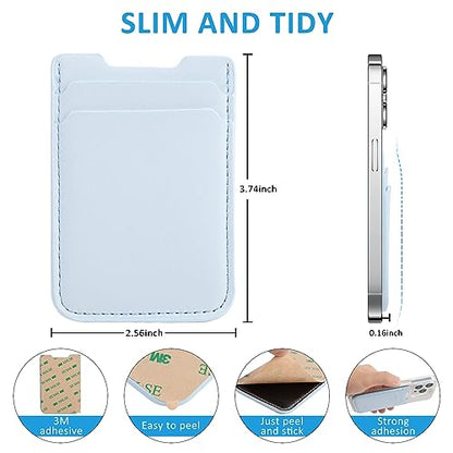 Fulgamo Phone Wallet Stick on,Card Holder for Phone Case,Phone Card Holder - color: Baby Blue,White,Black