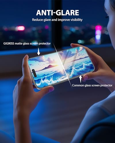 GIGKISS 2 Pack for iPhone 17 Matte Screen Protector 6.3 inch, Anti-Fingerprint Anti-Glare Screen Protector Tempered Glass Easy Installation - size: for iPhone 17 6.3 inch - Matte