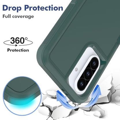 for Samsung Galaxy A37 / Galaxy A36 5G / Galaxy A57 5G Case: Dual Layer Protective Heavy Duty Cell Phone Cover Shockproof Rugged with Screen Protector - Military Protection Bumper Tough, Dark Green - color: Dark Green (PC) + Dark Green (TPU)