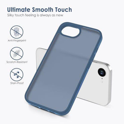 TENOC Phone Case Compatible with iPhone SE (2nd 2020 and 3rd 2022 Generation) & iPhone 7 & iPhone 8, Dark Blue Case Translucent Protective Bumper Matte Hard Back Cover for 4.7 Inch - color: Dark Blue, size: iPhone 7/8/SE