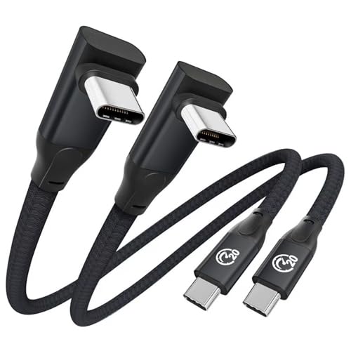 USB C 90 Degree Cable 1ft 2Pack, 90° Short USBC to USBC 3.2 Data Cable - color: Black, size: 1ft+1ft