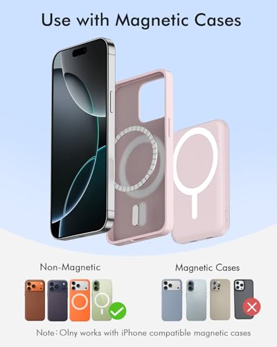 podoru for MagSafe Power Bank 5000mAh, Ultra-Slim Magnetic Portable Charger - color: Light Pink