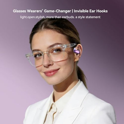 Xmenha Open Over Ear Earbuds Wireless Bluetooth Open Ear Headphones - color: Purple
