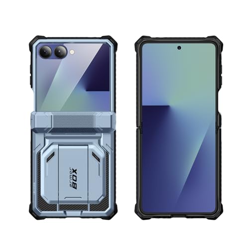 i-Blason for Samsung Galaxy Z Flip 7 Case with Stand & Belt-Clip, Blue | Built-in Screen Protector, Hinge Protection, Belt-Clip, KickStand, Full-Body Protection, Military - color: Tilt
