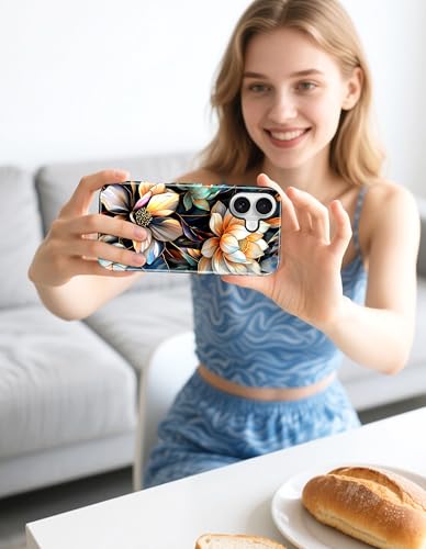 Magnetic Flower Phone Case for iPhone 17 Pro, White Lotus | Compatible with MagSafe, Cute Stained Glass Floral Aesthetic, TPU and PC Shockproof Protective Phone Cover for Women Girls - color: White Lotus