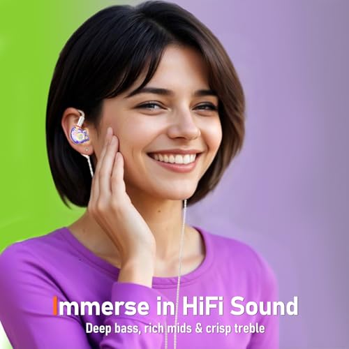Audiovance Vibes 202ML HiFi Wired Earbuds for iPhone 14/13/12/11/X, Pro Max - color: A-Light Purple