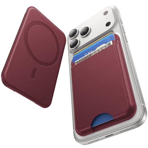for MagSafe Wallet, 5 Card Holder, Slim Leather Magnetic Wallet for iPhone 17/16/15/14/13/12 Pro Max Plus Air Series, 1 Card Slots & 1 Cash Slot,WineRed - color: WineRed
