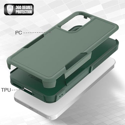 for Samsung Galaxy A35 5G Case: Dual Layer Protective Heavy Duty Cell Phone Cover Shockproof Rugged with Screen Protector - Military Protection Bumper Tough - Samsung Galaxy A35 5G 2024, Dark Green - color: Dark Green (PC) + Dark Green (TPU)