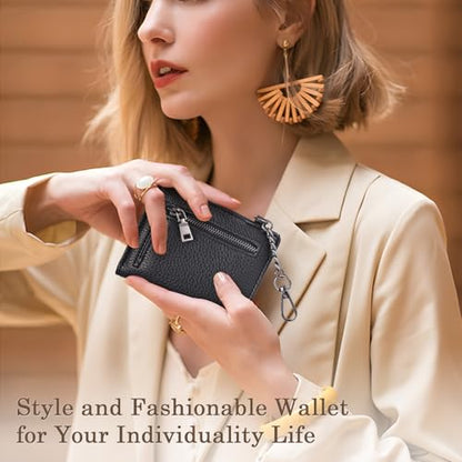 Diaclara Clip and Go Phone Strap with Zipper Pouch- Stylish Crossbody Adjustable Chain Lanyard with Leather Wallet for All Phones, Black Pattern - color: Black Pattern