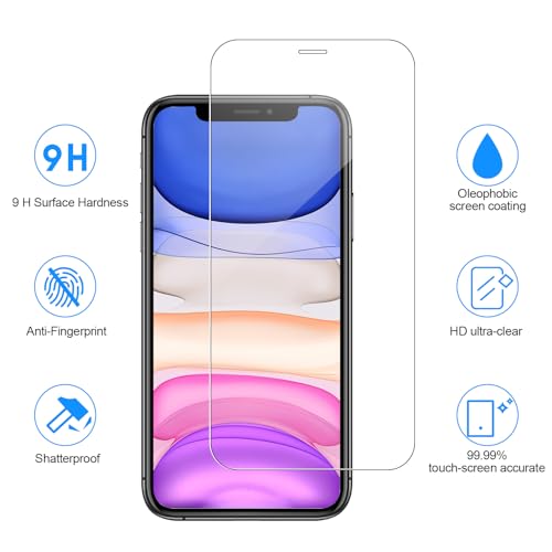 SIBEITU 3+3 Pack Screen Protector + Camera Lens Protector for iPhone 11 | 6.1 Inch HD 9H Hardness Tempered Glass Film, Scratch Resistant, Sensor Protection, Case Friendly, High Response, Bubble Free - size: iPhone 11 6.1"