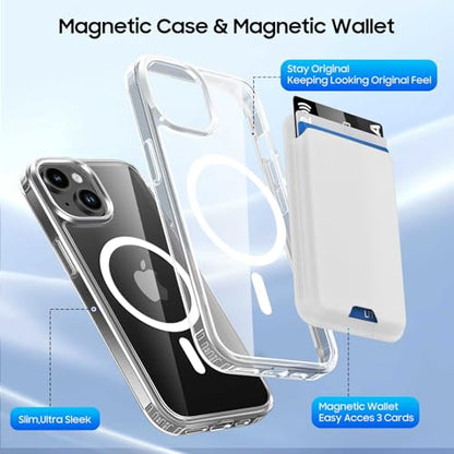 Magnetic for iPhone 13 mini/iPhone 12 mini Wallet Case, Clear White - color: Clear with White, size: iPhone 12 Mini/13 Mini