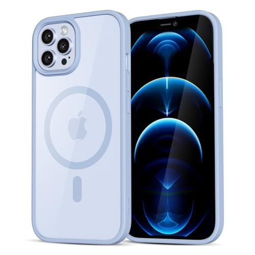 LoeoeL for iPhone 12 Pro Max Case Clear Mag Safe, Ultra Thin Slim Cover Magnetic Compatible with Magsafe Phone Case for Women Men Girl, Cute Soft TPU Silicone & Transparent Hard Plastic, Light Blue - color: Light Blue, size: 12 Pro Max
