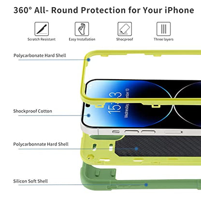 MARKILL Compatible with iPhone 14 Pro Case 6.1 Inch with Built-in Ring Stand, Military Grade Drop Protection Full Body Rugged Heavy Duty Case 3 in 1 Protective Durable Cover Avocado - color: Avocado, size: iPhone 14 Pro 6.1"