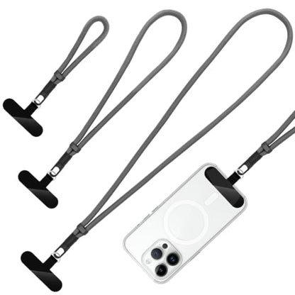 360° Rotatable Adjustable Phone Lanyard 3-Piece Set - Wrist/Neck/Crossbody Strap with Tether Tabs, Universal for Phones - color: Dark Gray