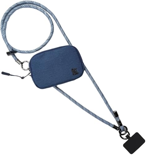 Save the Girls Active Phone Lanyard Crossbody Rope Strap with Wallet, Navy - color: Navy