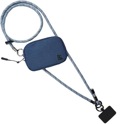 Save the Girls Active Phone Lanyard Crossbody Rope Strap with Wallet, Navy - color: Navy
