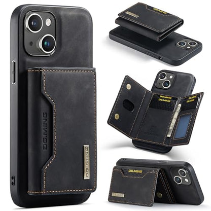 Leather Wallet Phone Cases Compatible with iPhone 15 Case with Card Holder Men 6.1'' 2 in 1 Detachable Back Cover (Black, IP 15) - color: Black, size: IP 15