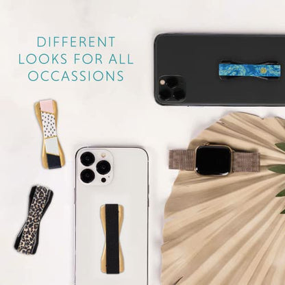 LOVEHANDLE Original Universal Phone Grip - Black Strap, Gold Base