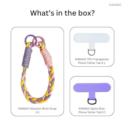 KIMAGIC Korean Dopamine Phone Wrist Strap - Handmade Thickened Phone Lanyard, Anti-Drop Hands-Free Charm - color: 04 Macaron Purple-pink