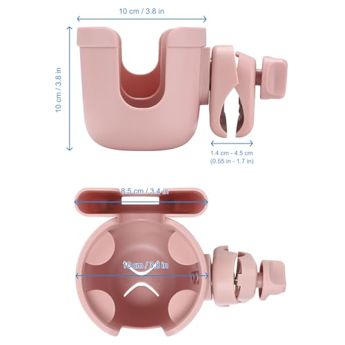 Accmor Stroller Cup Holder with Phone Holder, Bike Cup Holder, Universal Cup Holder for Uppababy Nuna Strollers, 2-in-1 Drinks Holder for Walker, Wheelchair, Scooter - color: All Light Pink