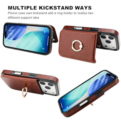 ONETOP for iPhone 18/17 Pro Wallet Case with Credit Card Holder,Brown - color: Brown