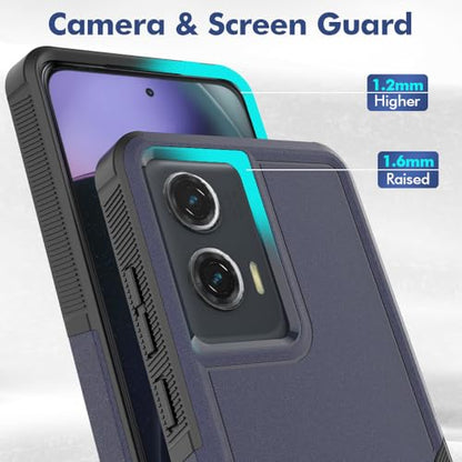 for Moto G Stylus 5G 2024 Case: Dual Layer Protective Heavy Duty Cell Phone Cover Shockproof Rugged with HD Screen Protector - Military Protection Bumper Tough - Motorola Moto G Stylus 5G 2024, Blue - color: Navy Blue (PC) + Black (TPU)