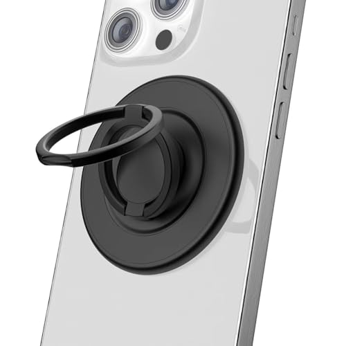 Magnetic Phone Grip Compatible with MagSafe,Magnetic Phone Ring Holder Finger Kickstand Wireless Charging Compatible,Adjustable Double Cell Phone Rings Gripper Stand for MagSafe iPhone - Black - color: Black