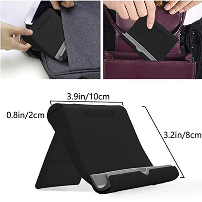 Cell Phone Stand for Desk, 2 Pack Foldable Phone Holder for Office Kitchen Travel, Compatible With iPhone iPad Switch and All Smartphones (Black)