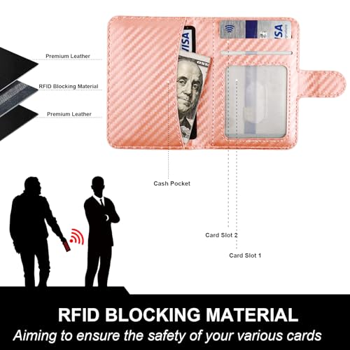 Bocasal for MagSafe Card Wallet for iPhone, Carbon Fiber Rose Gold - color: Carbon Fiber Rose Gold
