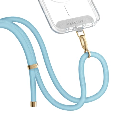 CASETiFY 8mm Rope Cross Body Strap with Card - Baby Blue - color: Baby Blue With Gold Clasp, size: 8mm