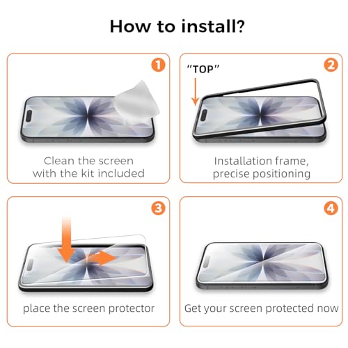 3 Pack for iPhone 17 Screen Protector [6.3 inch] 2025, Tempered Glass with Installation Frame, Shatterproof, 9H Hardness, Anti-static, Case Friendly, Featuring Full Edge-to-Edge & Ultra-Thin - size: iPhone 17
