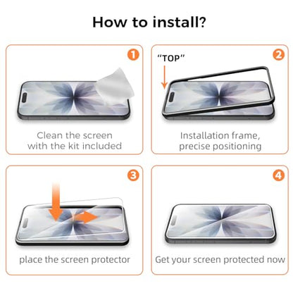 3 Pack for iPhone 17 Screen Protector [6.3 inch] 2025, Tempered Glass with Installation Frame, Shatterproof, 9H Hardness, Anti-static, Case Friendly, Featuring Full Edge-to-Edge & Ultra-Thin - size: iPhone 17