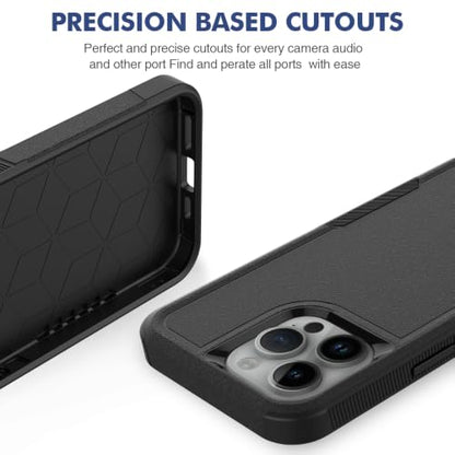 Heavy‑Duty Rugged Anti‑Drop Shockproof Protective Phone Case for iPhone 15 Pro Max, Durable Protective Shell, Black - color: Black, size: iPhone 15 Pro Max