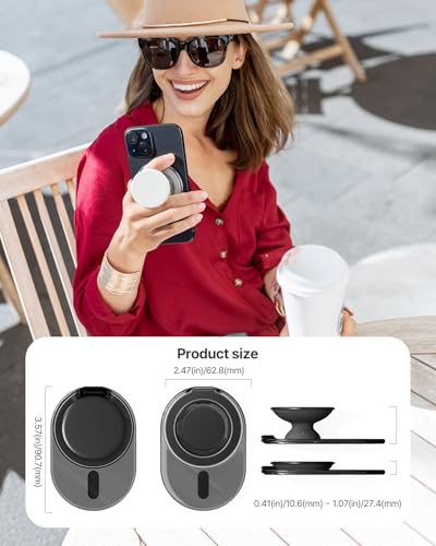 Sinjimoru Phone Grip Stand for MagSafe, Magnetic Kickstand, Clear Black - color: Clear Black