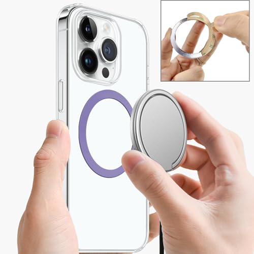 TENOC Universal Metal Ring Sticker, 3Pcs, Light Purple | Compatible with iPhone/Samsung/Android Cellphones, Magnetic Phone Charger/Mount/Holder Conversion - color: Light Purple