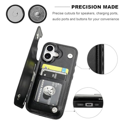 ONETOP for iPhone 17 Wallet Case with Credit Card Holder,Black | Kickstand,ID/Cash Holder,Case Wallet with Card Slots,Double Magnetic Clasp,Durable PU Leather Shockproof Cover for Women Men - color: Black