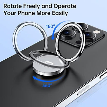 Syncwire Cell Phone Ring Holder Stand, 360 Degree Rotation Finger Ring Kickstand with Polished Metal Phone Grip for Magnetic Car Mount Compatible with iPhone, Samsung, LG, Sony - Silver - color: Silver, size: 1 Pack