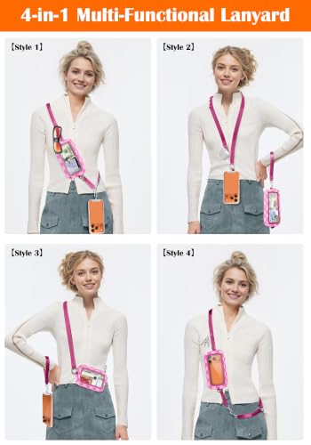 takyu Phone Strap Crossbody with Detachable RFID Wallet - color: Magenta Light Pink Checkered