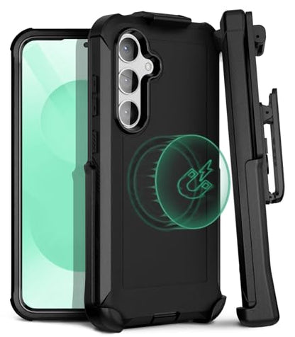 MOTIVE Heavy Duty Case for Samsung Galaxy s25/s24 Plus, Belt Clip | 6.7" | Bunker Series, Military Grade Multi-Layer Protection, PC/TPU Build, Sealed Port Cover, Compatible with MagSafe Qi2 Charging - size: s25 Plus & s24 Plus