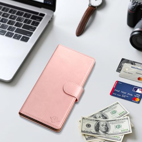Wallet Case for Samsung Galaxy A17 5G, Pink | RFID-Blocking Card Holder, Kickstand, Magnetic Closure, PU Leather Folio Flip Cover, Protective Women Men Cases - color: Rose Gold, size: SamsungGalaxy A17